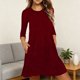 thumbnail image 2 of Vestido Largo de Manga Larga para las Mujeres Color Sólido Cuello Redondo Suelto Medio Ternera Vestido de Noche, Vestido Casual de Manga Larga para las Mujeres Dormir, 2 of 9