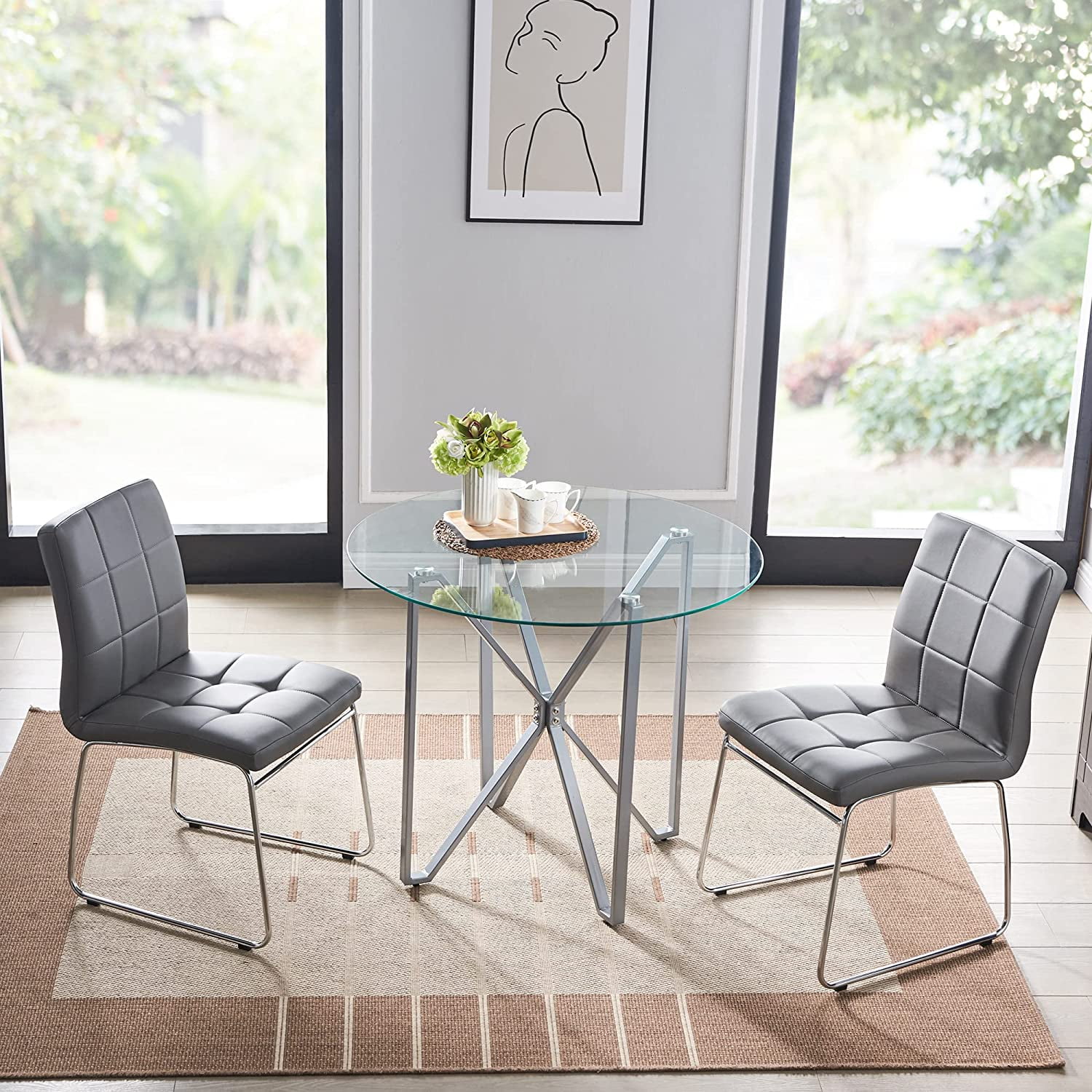 Modern Piece Dining Set with Gray PU Chairs for Egypt Ubuy
