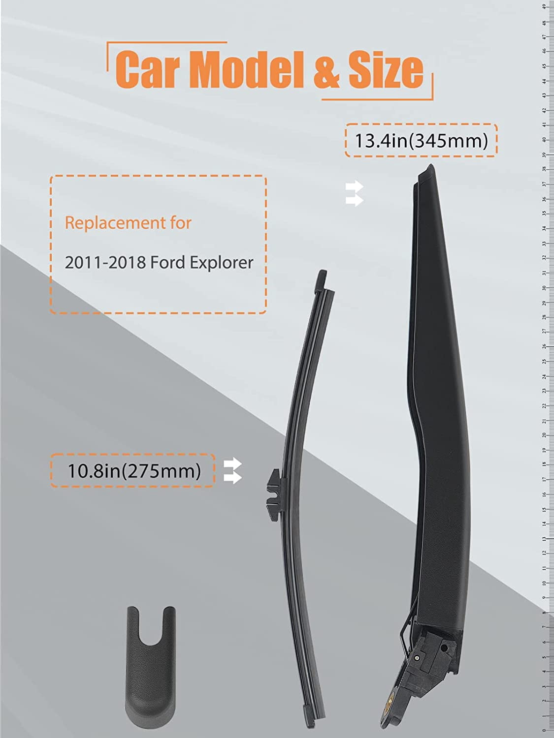 Rear Windshield Wiper Arm Blade, Replacement for 2011-2023 Ford Explorer, 2013-2023 Ford Escape - Factory OE Style BB5Z17526C