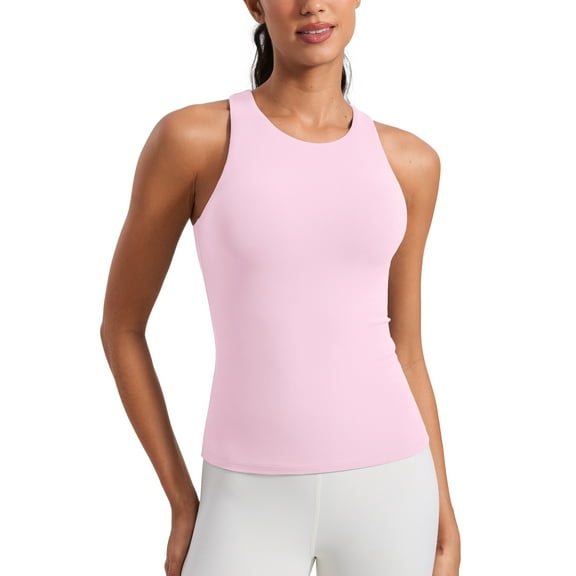 CRZ YOGA Butterluxe Workout Tank Tops for Women Racerback Padded Yoga Athletic Shirt with Built in Bra