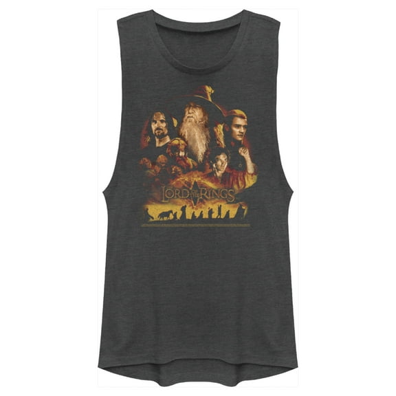 Junior's The Lord of the Rings Fellowship of the Ring Character Poster  Festival Muscle Graphic Tee Charcoal X Small