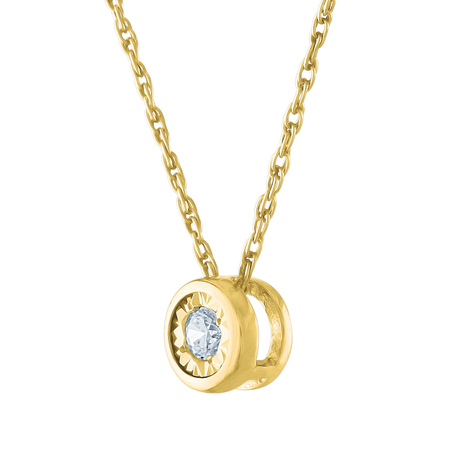 Gemspirations Diamond Accent Bezel Pendant Sterling Silver 14K Yellow Gold Plated