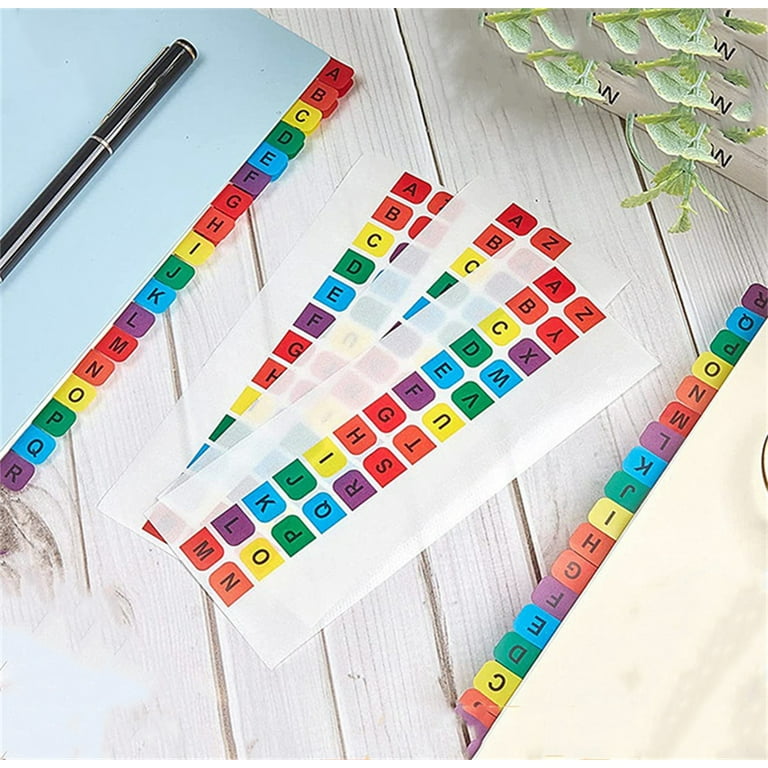 Bexikou A-Z Tabs Small Alphabet Index Tabs, 8 Sheets, 208 pcs