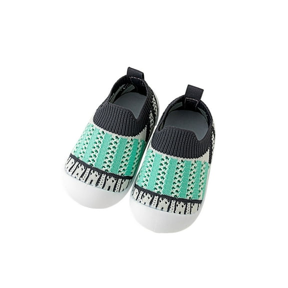 AJTQTH Toddler Walking Shoes Indoor Floor Vintage Embroidery Knitting Shoes Slip-On Prewalker Non-Slip Safety Sneakers Soft Soled Absorbent Breathable Shoes Green 15