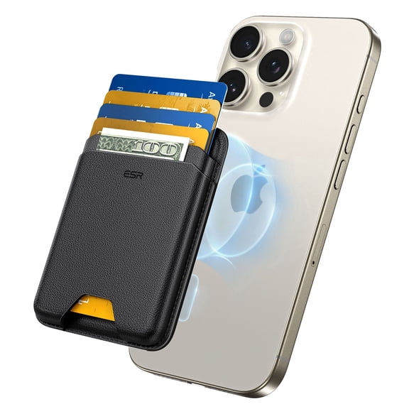 ESR Slim MagSafe Wallet | 5‑Card Holder with RFID Blocking & Magnetic Sticker | Compatible with iPhone 12‑17 Series & Select Samsung Devices (Excluding Mini) | Black