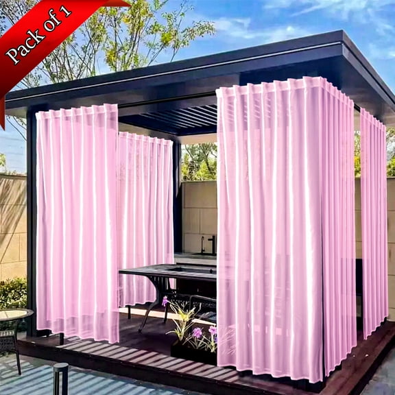 Bxaolu Waterproof Outdoor Curtains for Patio, Light Filtering Opacity Weatherproof Grommet Outside Curtains for Porch, Pergola, Cabana, 1 Panel, 52W x 84L inch, Pink
