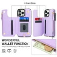 thumbnail image 3 of Wallet Case for Apple iPhone 13 Pro, with Crossbody Shoulder Strap & Hand Wrist Cards Holder Zipper Pocket Stand Feature Full Protective Shockpoof Phone Case for iPhone 13 Pro, Lightpurple, 3 of 7