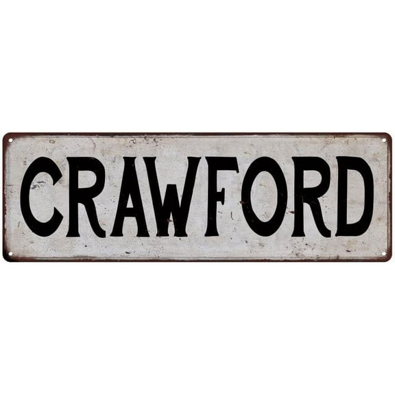 CRAWFORD Vintage Look Rustic Chic Metal Sign 6x18 106180036847