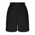 thumbnail image 3 of MIUOWANP Plus Size Women's Shorts with Buttons Solid Color Skinny Shorts High Waisted Pants Size XXXL(14)Black, 3 of 5