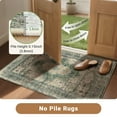 thumbnail image 2 of 8'x10' Area Rugs for Living Room, Machine Washable No-Pile Non-Slip Soft Vintage Rugs, Indoor Print Bohemian Distressed Carpet, Green, 2 of 9