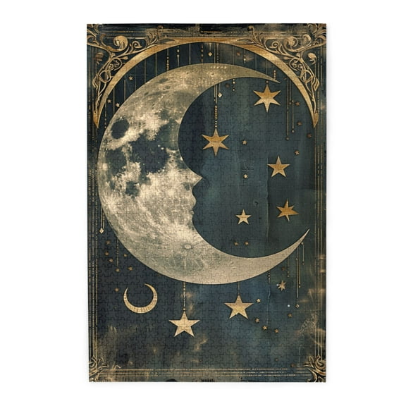1000 PCS Retro And Peculiar Moon Puzzles For Adults 1000 Pieces,Great For Relaxation And Display For Puzzle Lovers,Creative Activity Hobbies For Adults,Charm Moon Wooden Jigsaw Puzzles As Home Decor