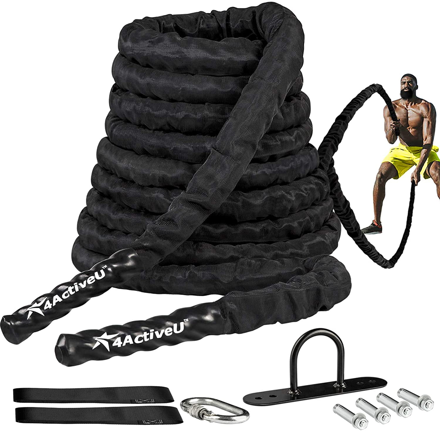 4ActiveU Battle Rope 30ft Length Heavy Battle Exercise Training Rope