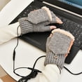 thumbnail image 3 of ShomPort USB Heated Gloves for Womens Knitted Convertible Lined Fingerless Thermal Gloves with Mittens Cover Cap, 3 of 7