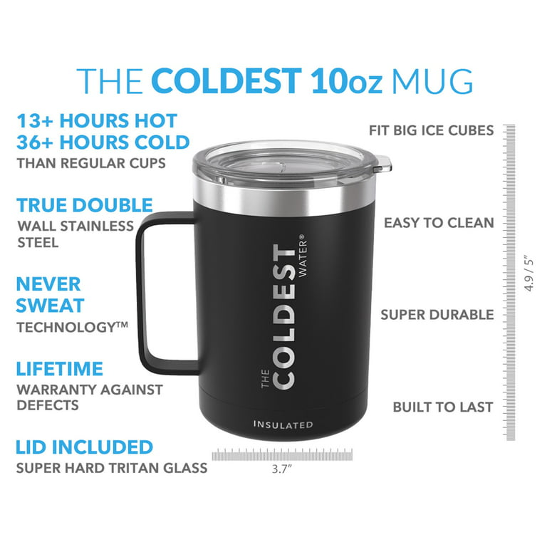 The Coldest Coffee Mug - Stainless Steel Super Insulated Travel Mug for Hot  & Cold Drinks, Best for Tea, Lattes, Cappuccino Coffee Cup( Stealth Black 10  Oz) 