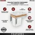 thumbnail image 5 of Rev-A-Shelf Top Mount Single Pullout Under Cabinet Trash Can, 35 Qt, 4WCTM-12DM1-343-FL, 5 of 9