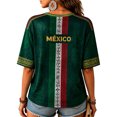 thumbnail image 4 of Mexico 2026 Soccer Cup Fan Jersey for Women, V-Neck Short Sleeve T-Shirt with Flag Color & Soccer Graphic Print, Breathable Casual Sports Tee Pullover Top, 1 PC Green S, 4 of 5
