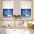 thumbnail image 4 of Christmas Reindeer Kitchen Curtains and Valances Set, Fantasy Blue Stars Winter Dreamy Rod Pocket Window Valance 18 Inch Window Curtain Panels for Living Room Bedroom Laundry, 27.5x36in, 3 Pieces, 4 of 7