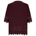 thumbnail image 6 of JUUYY Western Shirts for Women Plus Size Vintage Boho Floral Printed Bow Keyhole V Neck Lace Crochet Patchwork Embroidery Tops Retro Three Quarter Blouse Wine XL, 6 of 7