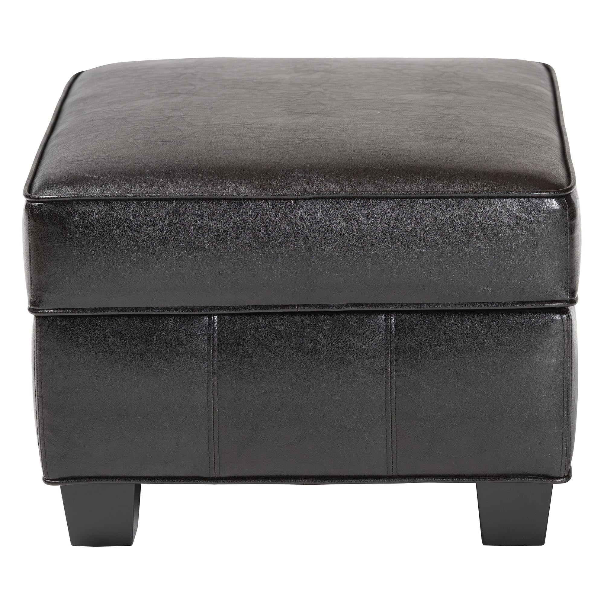 Baxton Studio Agustus Brown Leather Storage Ottoman