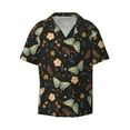 thumbnail image 4 of Uemuo Moth And Flowers Pattern Cotton Linen Short Sleeve Shirts,Casual Lightweight Button Down Shirts,Vacation Beach Summer Tops-XX-Large, 4 of 7
