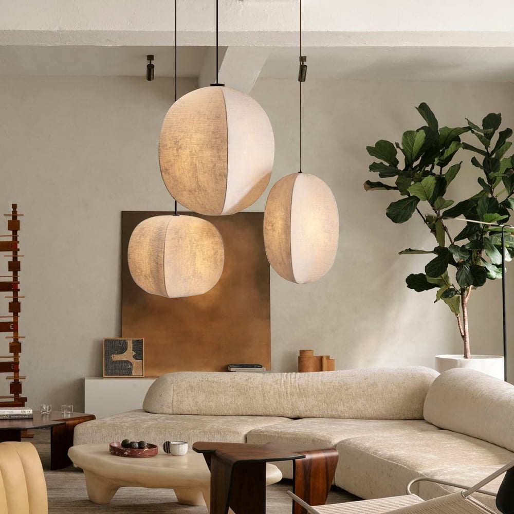 Arturesthome Japanese Wabi-sabi Style Chandelier,Fabric Pendant Light,Nordic Retro Fabric Chandelier,Living Room Dining Room Loft Vintage Chandelier