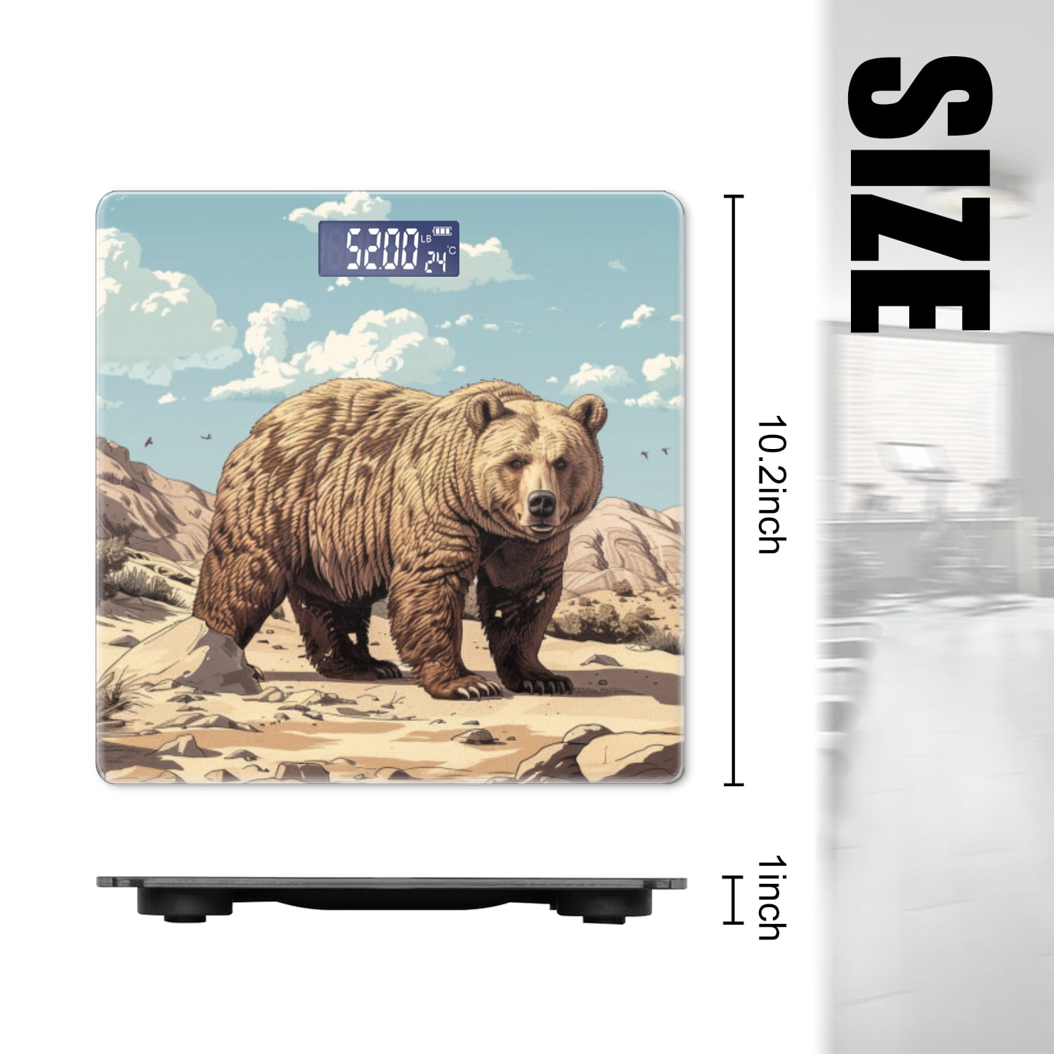 Bathroom Scale, Highly Accurate Digital Body Scale,Precisely Measures Weight up to 400 lbs-Brown Bear In The Desert