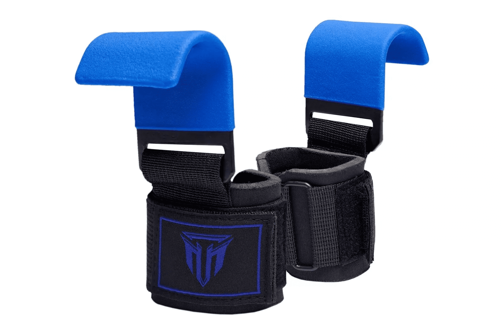 MT Blue Weight Lifting Bar Hooks Straps Pair, Non-Slip Rubber Coated Grip, Neoprene Padded Wrist Support Powerlifting Deadlift Pull Up Fitness Strength Training Wrap, Gym Bodybuilding, Gym Workout