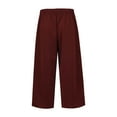 thumbnail image 4 of Mohiass Summer Capri Pants for Women, Casual Pull On Womens Capris with Pockets, Women's Casual Pants & Capris, Ladies Capris Wine L, 4 of 6
