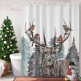thumbnail image 4 of Christmas Vintage Shower Curtains for Bathroom, Deer Birds Pine Tree Snowscape Waterproof Fabric Shower Curtain for Bathroom Bathtub Decoration, Machine Washable, 54x"78", 4 of 9