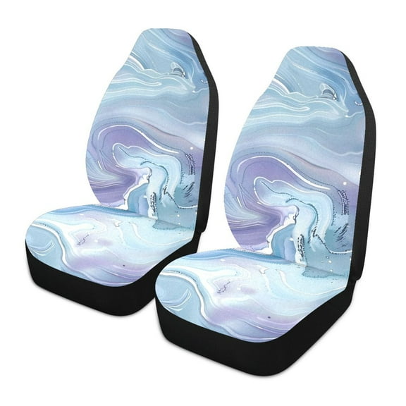 ALAZA Blue Purple Marble Car Seat Covers 2 PCs Universal Auto Front Seats Interior Protector