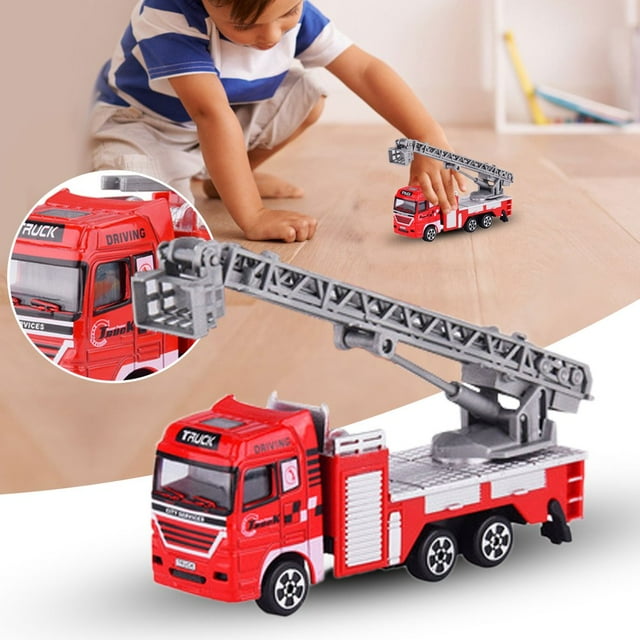 Die-cast Alloy Fire Truck Toys Set Simulation Fire Fighting Sandbox Game Rescue Cars Tower Gift For 3+