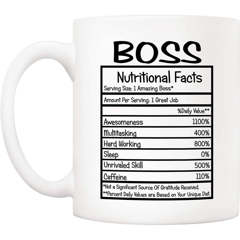 Funny Boss Mug Gift Boss Nutrition Facts Coffee Cup 11oz 15oz White 