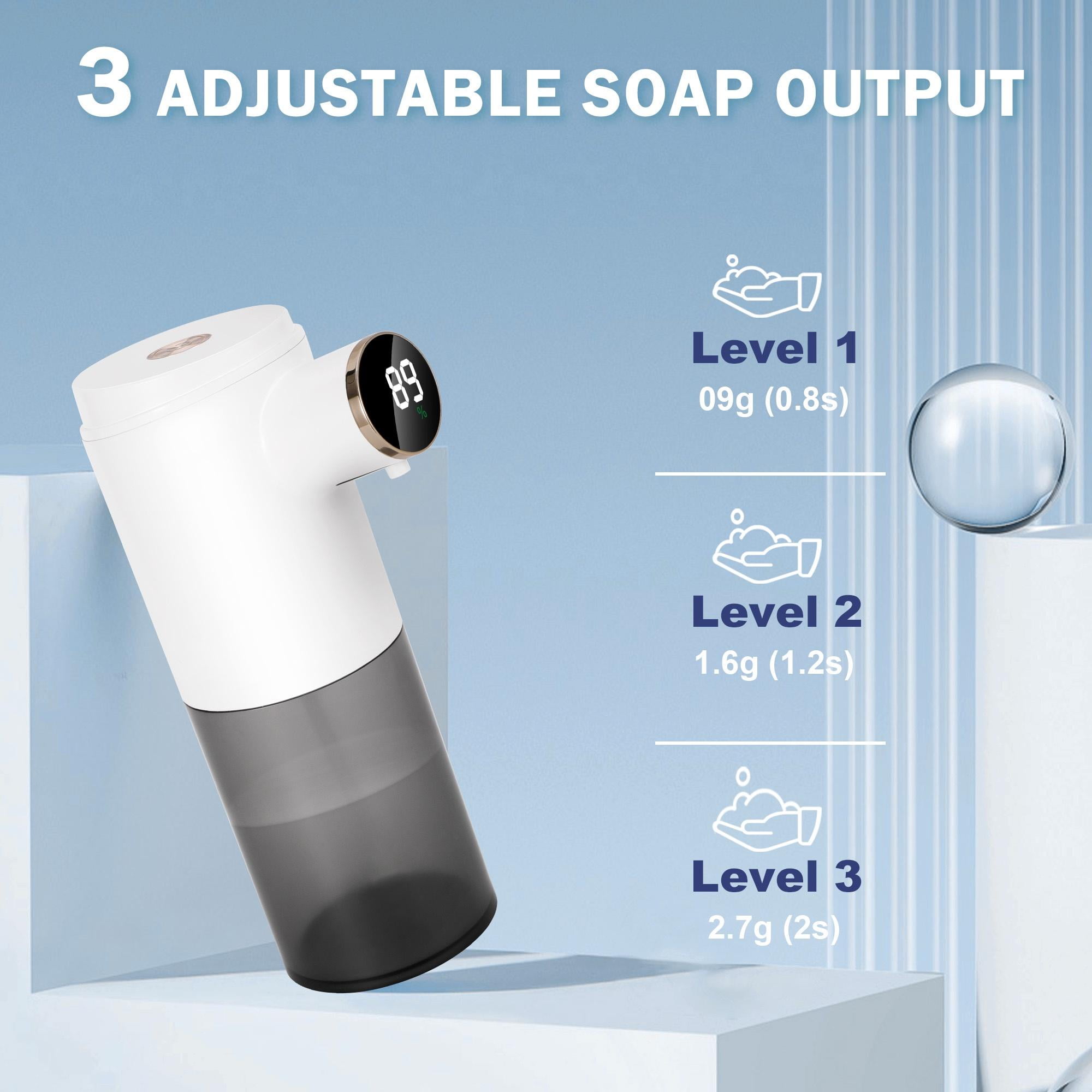 LUXMO Automatic Liquid Soap Dispenser, 3 Levels Adjustable Soap Dispenser Bathroom, 10.1OZ/300ml Automatic Soap Dispenser Touchless, USB Rechargeable Touchless Soap Dispenser for Bathroom, Kitchen