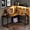 Black, variant on Casacomoda 43 Inch L Shaped Desk with LED Light & Power Outlet, Reversible L Shaped Computer Table with Shelf & Hook for Home Office, Vintage