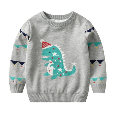 

JAHH Children Fashion Crewneck Sweater Toddler Kids Girls Boys Christmas Dinosaur Cartoon Sweaters Casual Prints Knitted Long Sleeve Outwear Winter Top for Autumn Light Knit Tops