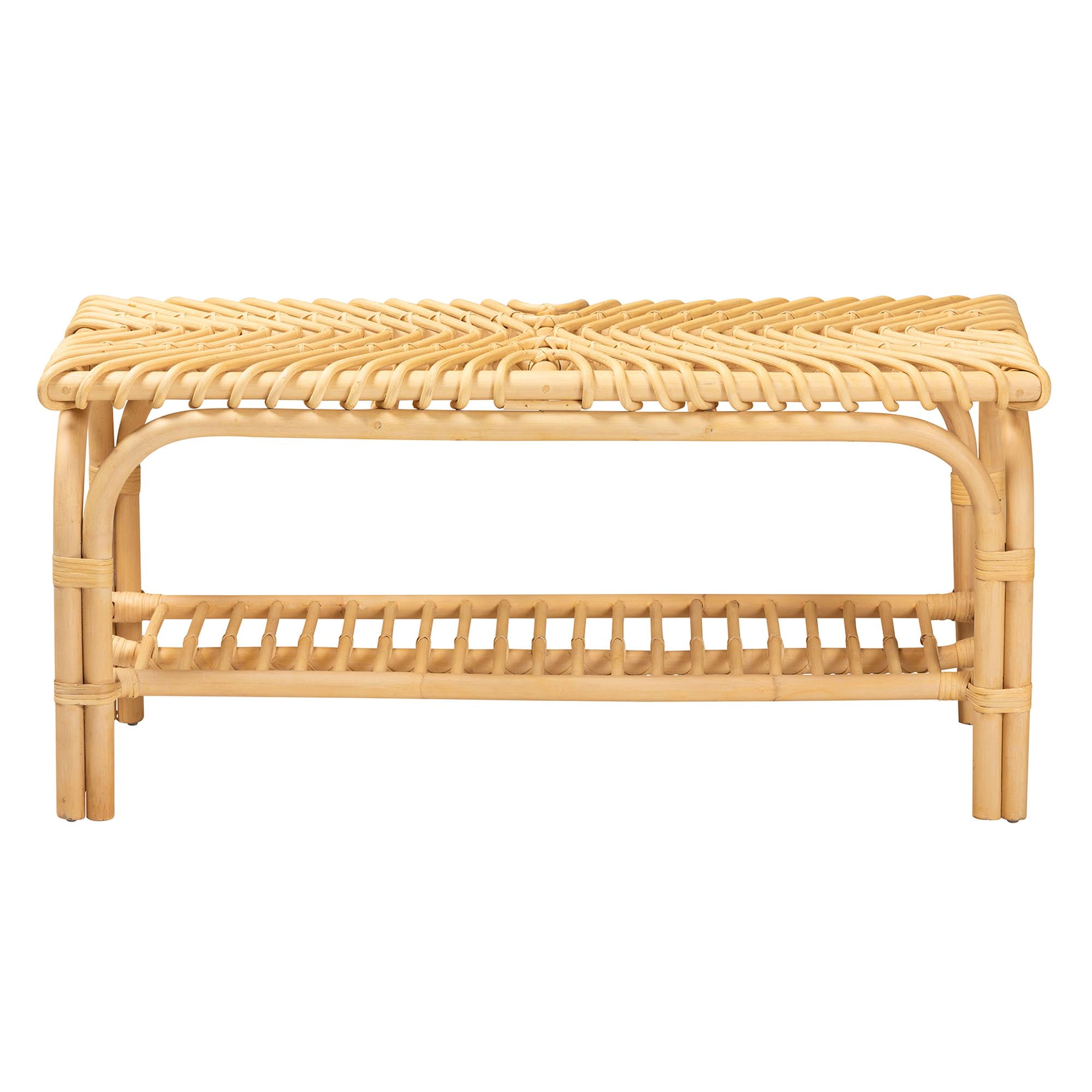 bali & pari Himari Rattan BOHO Bench, Natural Brown