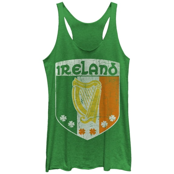 Women's Lost Gods Ireland Harp Crest Racerback Tank Top Envy Green Large