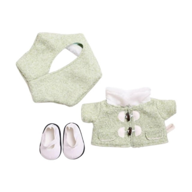 Abrigo de muñeca en miniatura,Abrigo de muñeca de peluche con tocado de muñeca,muñeca de juguete,Ropa para muñecas de peluche Accesorio para vestir,Disfraz de abrigo en miniatura para Verde