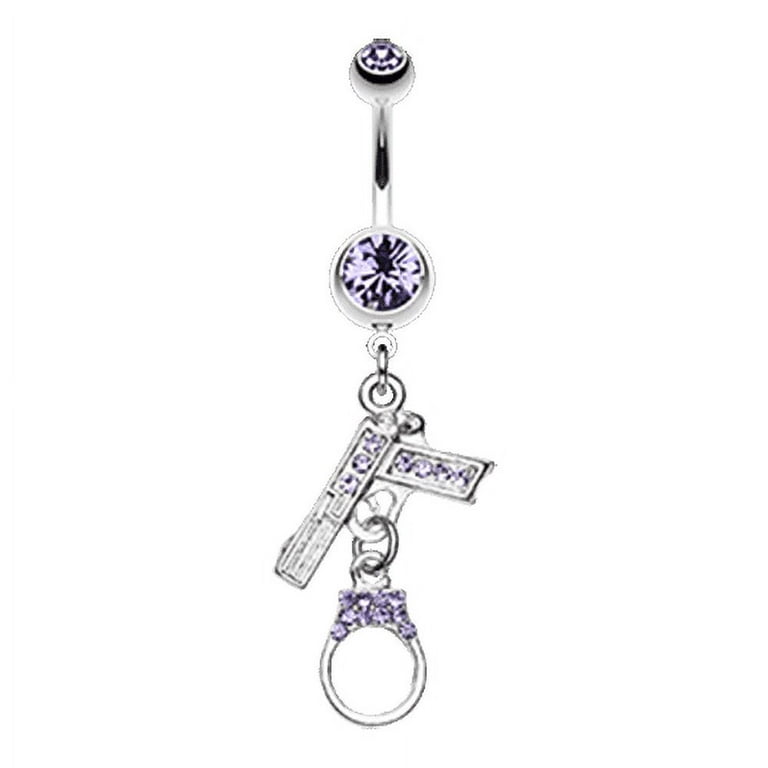 Jeweled Handgun Handcuff Belly Button Ring Walmart