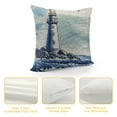 thumbnail image 4 of GOSMITH Lighthouse Throw Pillow Cushion Cover, Nostalgic Watercolors with Gull Anchor Lighthouse Nautical Theme, Decorative Square Accent Pillow Case, Navy Blue, 4 of 5