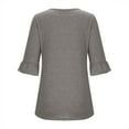 thumbnail image 4 of MeetoTime Tuniques pour Femmes Manches 3/4 Décontractées Col Rond Plissé Couleur Unie T-Shirt Pull, 4 of 6