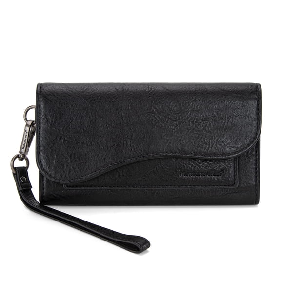 Montana West Wallet for Women Leather Wristlet Trifold Money Organizer with Coin Purse, Black