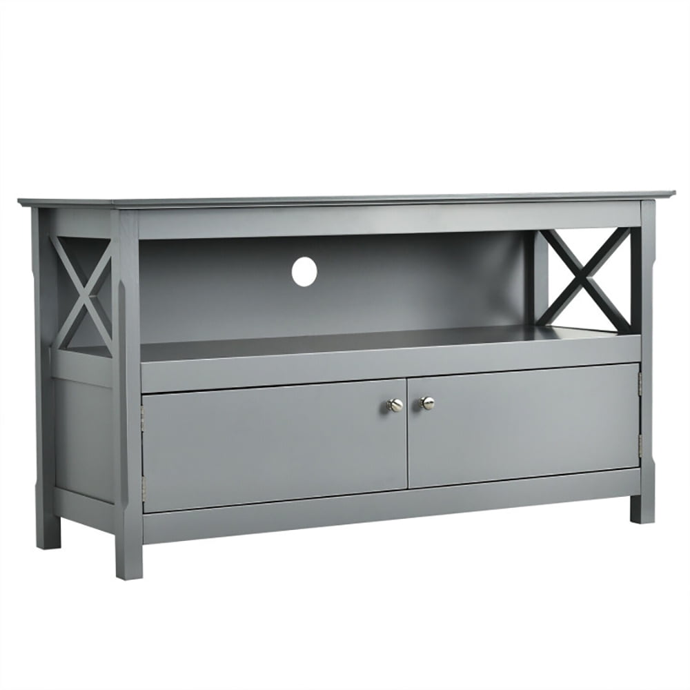 Finihen TV Stand, TV Cabinet, 44 Inch Wooden Storage Cabinet TV Stand, Media Entertainment Center with Storage, for Living Room, Bedroom, Gray
