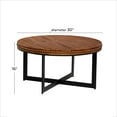 thumbnail image 3 of DecMode 30" x 16" Brown Wood Beaded Coffee Table with Metal X-Shaped Base, 1-Piece, 3 of 11
