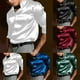 thumbnail image 5 of Camisa de vestir de seda satinada para hombre Fule, camisas casuales de manga larga con botones para bodas y fiestas, 5 of 8