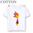 thumbnail image 4 of Camiseta de algodón de manga corta con estampado de dibujos animados para niños y bebés de Disney Elemental Wade Ripple y Embe Anime de moda de verano, 4 of 5