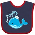 thumbnail image 3 of Inktastic Cute Blue Whale in Nautical Hat Boys or Girls Baby Bib, 3 of 4