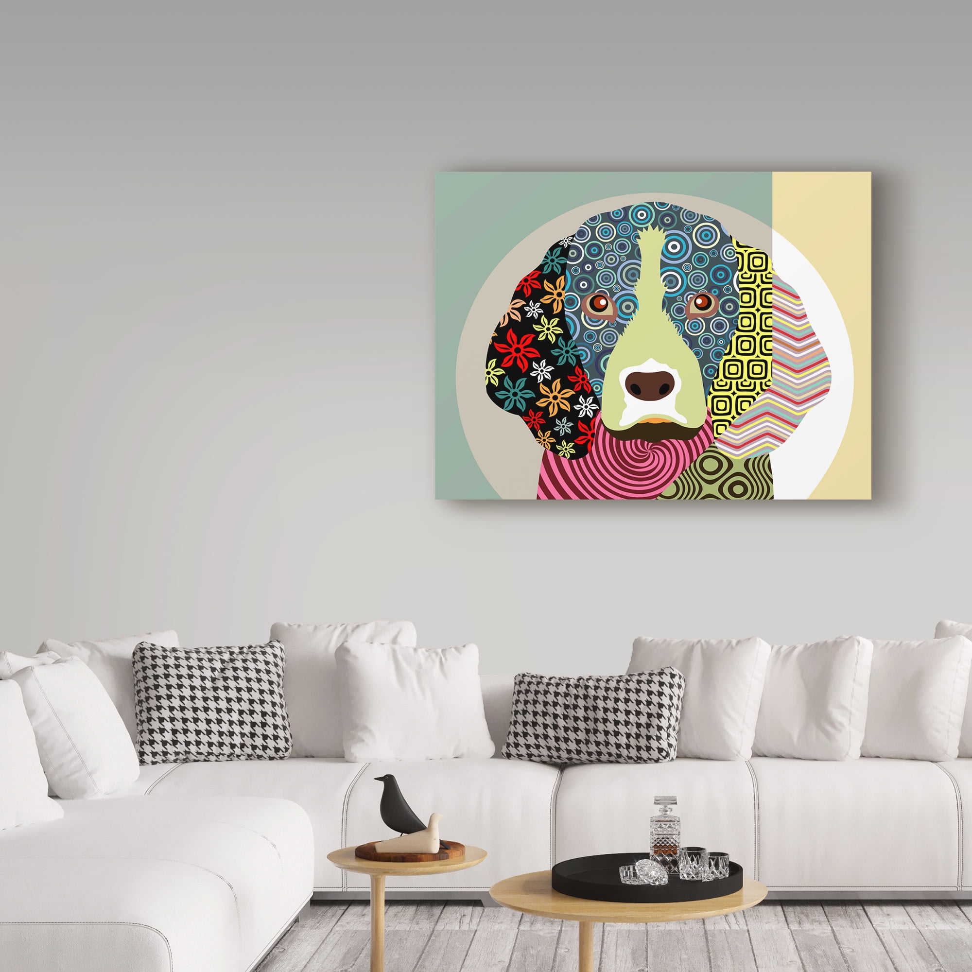 Trademark Fine Art 'Floral Beagle' Canvas Art by Lanre Adefioye