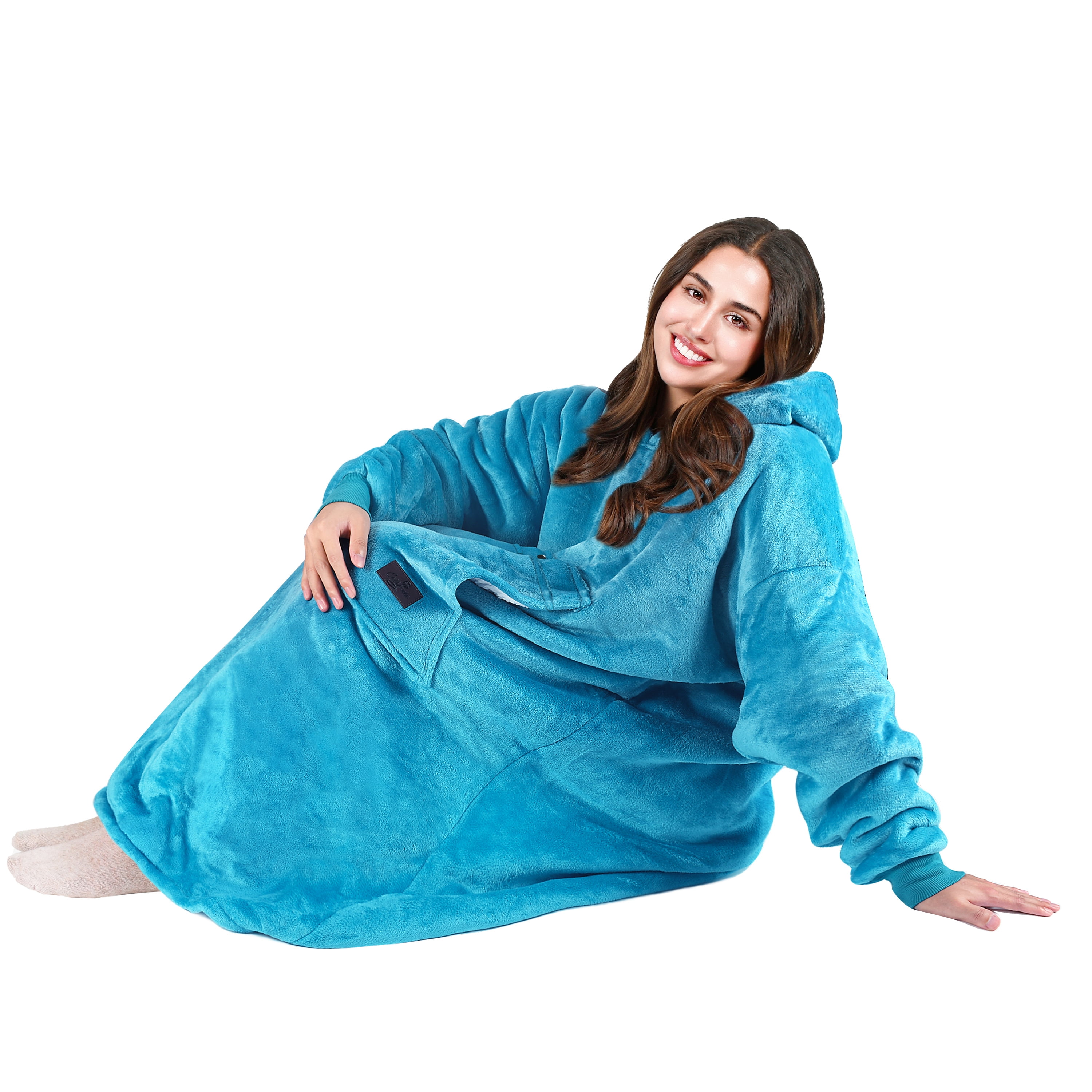 Tirrinia Extra long Oversized Hoodie Blanket Sweatshirt Comfortable Sherpa Giant Wearable Blankets Christmas Gifts for Adults Men Women Teenagers Wife Girlfriend Purple