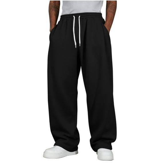 Yievot Mens Baggy Sweatpants Open Bottom Wide Leg Sweatpants Drawstring Elastic Waist Workout Gym Trousers with Pocket